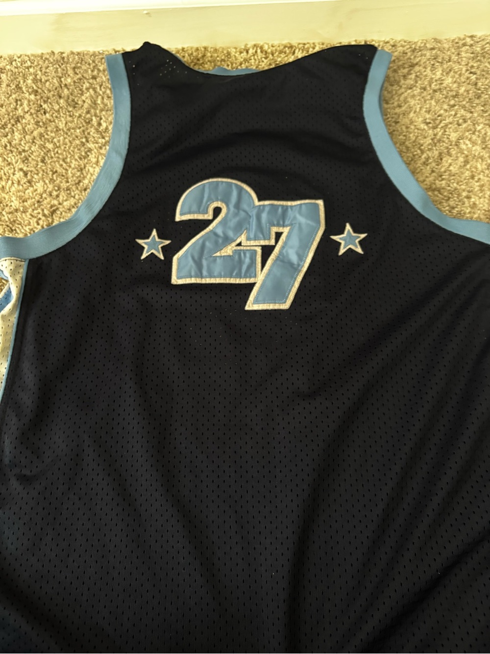 & Other Stories Navy Blue Mesh Jersey with Light Blue Trim and Number 27